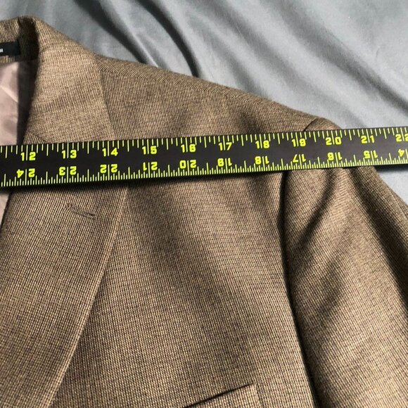 Chaps Mens Blazer Jacket Size 46R Gray Wool-Blend Double Button Workwear Brown - Picture 11 of 16